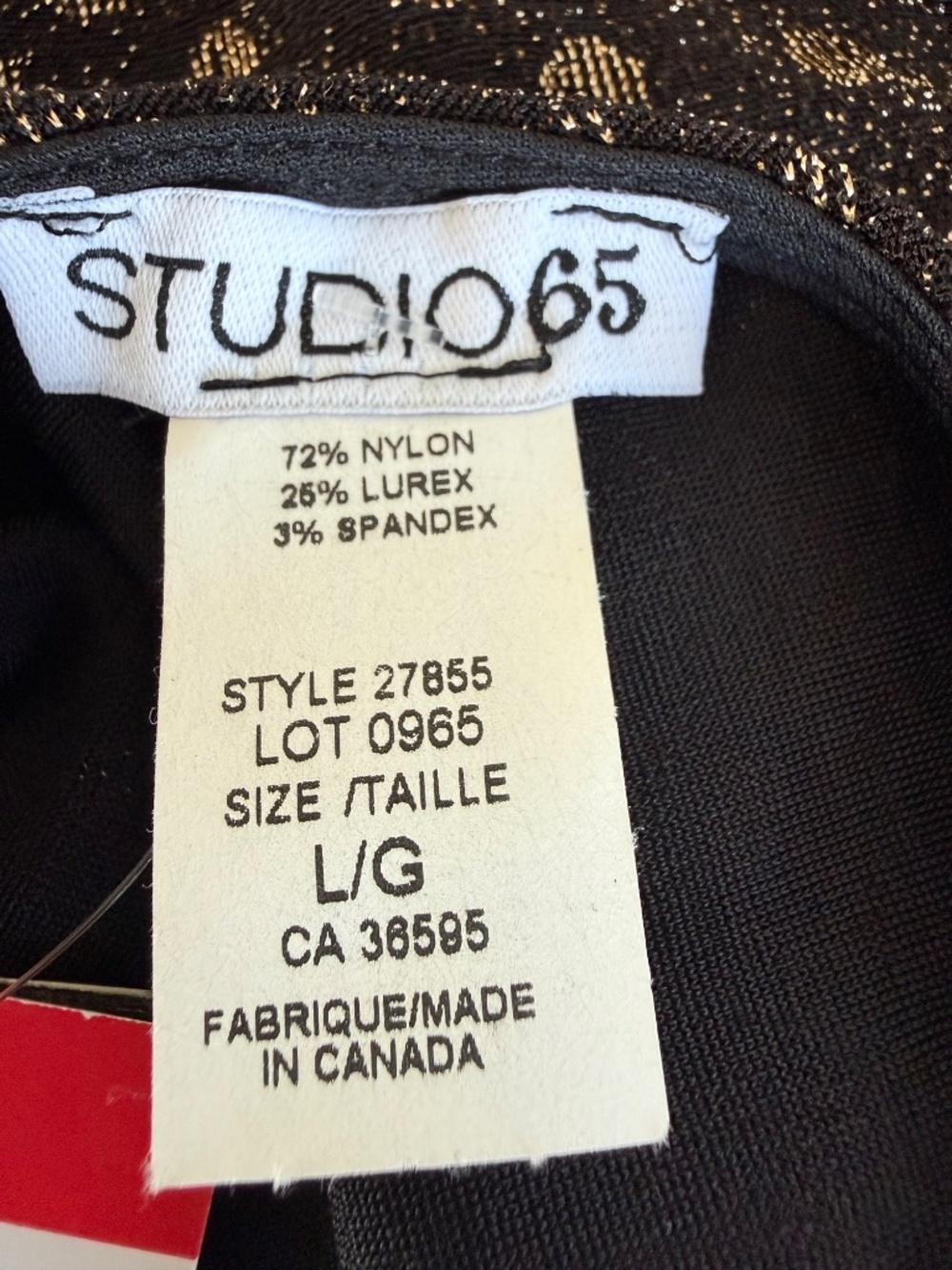 Studio 65 Gold Lurex Polka Dot Sleeveless V-Neck Top NWT Large Made in Canada - Picture 6 of 6